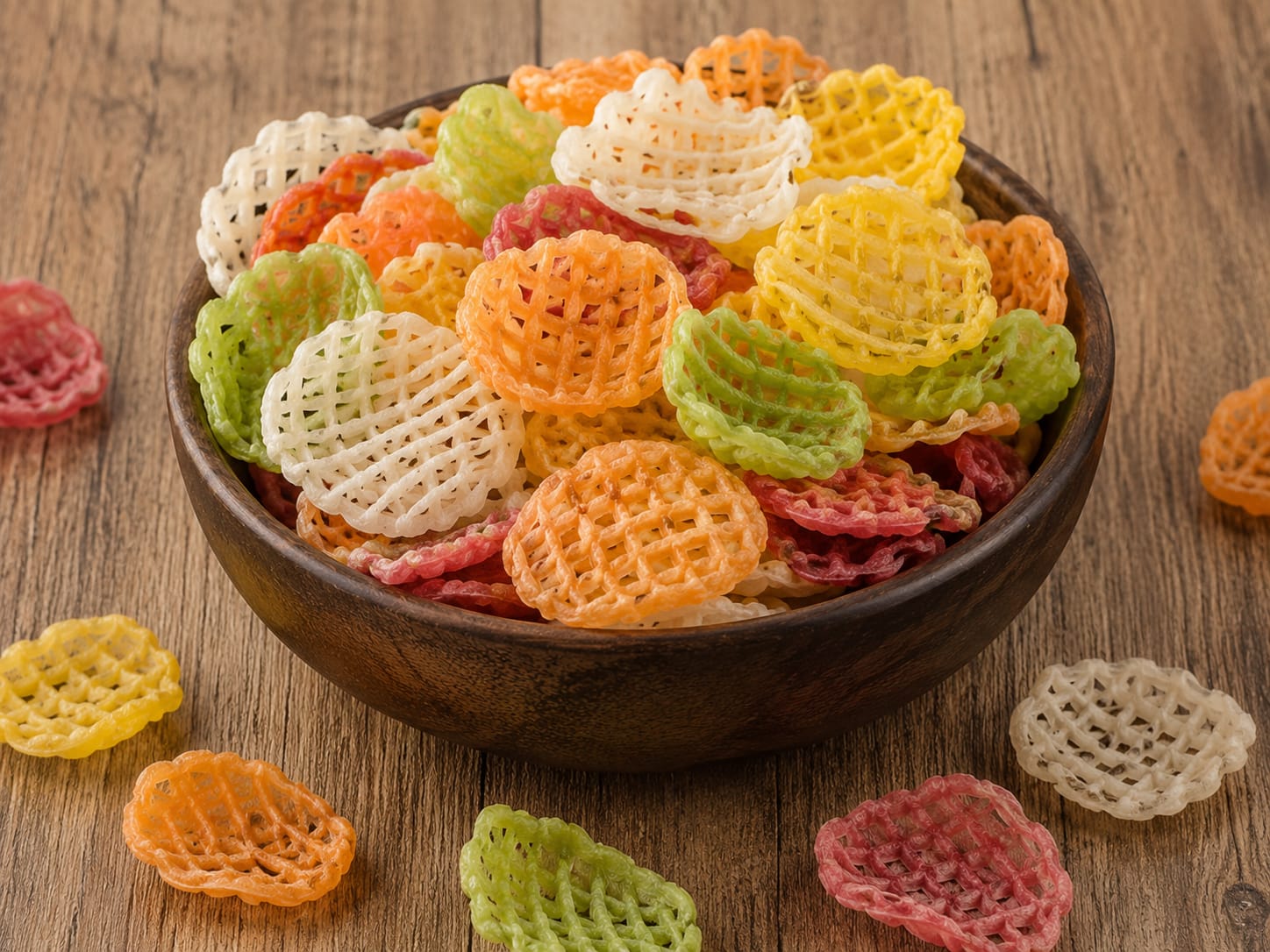 Spring R colorful pasta kurdai papad